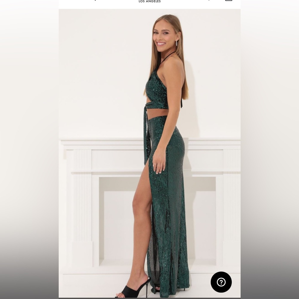 Emerald Green Two Piece Sequin Set - image 3